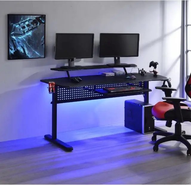 Alt view image 6 of 7 - Gaming Table w/USB Port, Black Finish