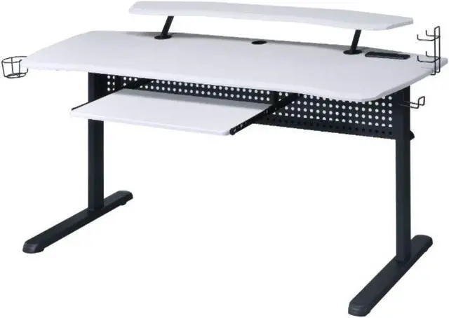 Alt view image 2 of 7 - Gaming Table w/USB Port, Black & White Finish