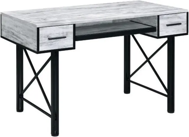 Main image of Computer Desk, Antique White & Black Finish