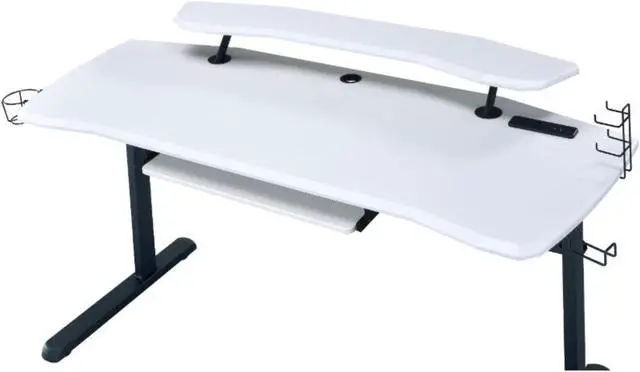 Alt view image 4 of 7 - Gaming Table w/USB Port, Black & White Finish