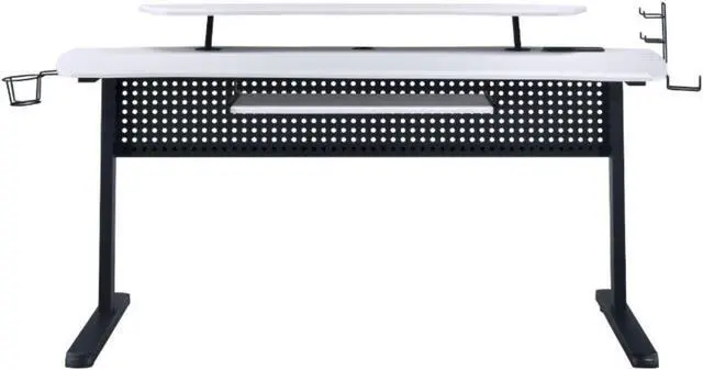Alt view image 5 of 7 - Gaming Table w/USB Port, Black & White Finish