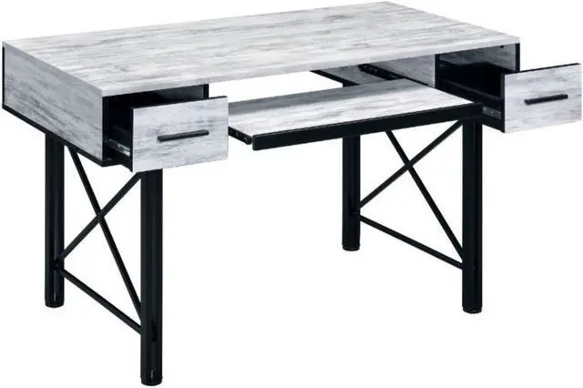 Alt view image 2 of 5 - Computer Desk, Antique White & Black Finish