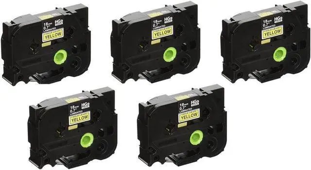 Alt view image 5 of 8 - Brother HGE6415PK 3/4 In Black on Yellow P-touch Label Tape - 5 Pack