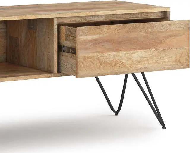 Alt view image 3 of 9 - Hunter SOLID MANGO WOOD 68 inch TV Media Stand in Natural For TVs up to 75 inches