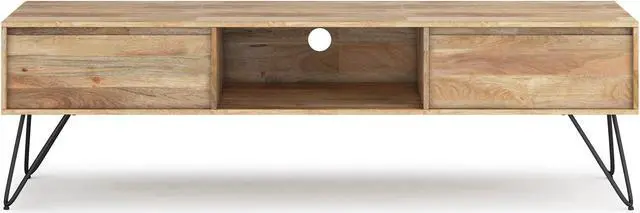 Alt view image 5 of 9 - Hunter SOLID MANGO WOOD 68 inch TV Media Stand in Natural For TVs up to 75 inches