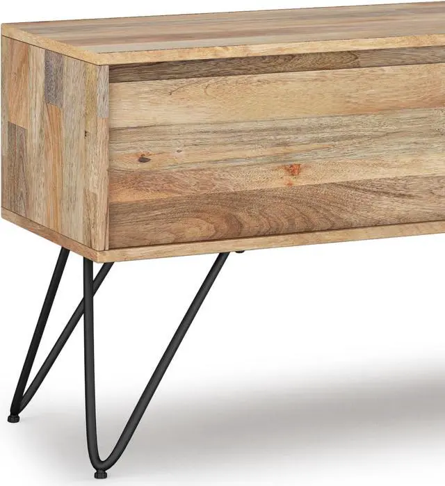 Alt view image 2 of 9 - Hunter SOLID MANGO WOOD 68 inch TV Media Stand in Natural For TVs up to 75 inches