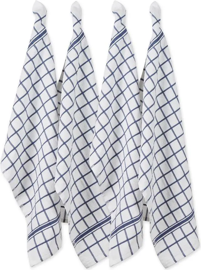 Main image of DII French Blue Windowpane Terry Dishtowel (Set of 4)