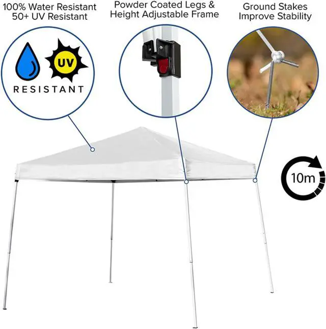 Alt view image 11 of 20 - 8'x8' White Outdoor Pop Up Event Slanted Leg Canopy Tent with Carry Bag