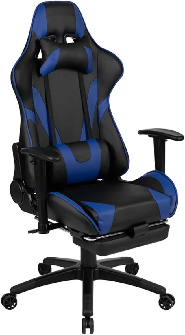 Main image of X30 Gaming Chair Racing Office Ergonomic Computer Chair with Reclining Back and Slide-Out Footrest in Blue LeatherSoft