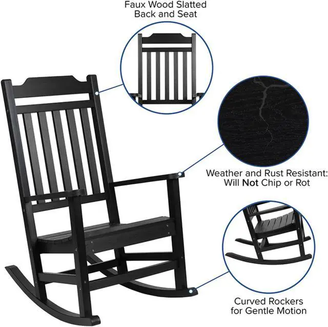 Alt view image 10 of 20 - Winston All-Weather Rocking Chair in Black Faux Wood