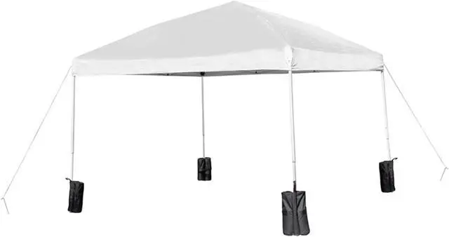 Alt view image 7 of 18 - 10'x10' White Pop Up Event Straight Leg Canopy Tent with Sandbags and Wheeled Case