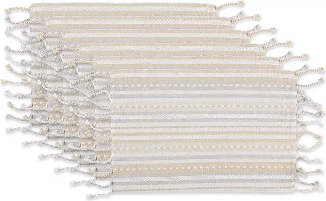 Main image of DII Natural Tonal Stripe With Fringe Placemat (Set of 6)