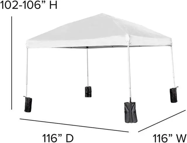 Alt view image 11 of 18 - 10'x10' White Pop Up Event Straight Leg Canopy Tent with Sandbags and Wheeled Case