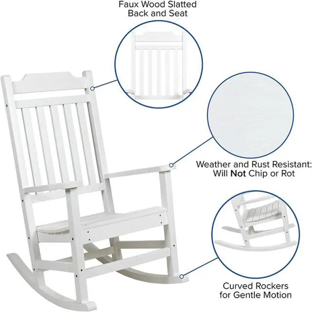 Alt view image 10 of 20 - Winston All-Weather Rocking Chair in White Faux Wood