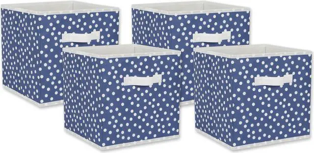 Main image of DII Nonwoven Polyester Cube Small Dots French Blue and White Square 11x11x11 Set of 4