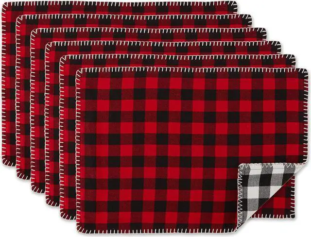 Main image of DII Christmas Buffalo Check With Embroidery Placemat (Set of 6)