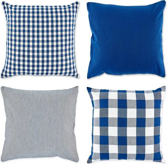Main image of DII Assorted Navy/Off White Pillow Cover 18x18 Set/4