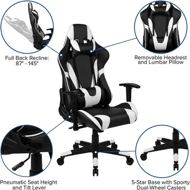 Alt view image 10 of 20 - Gaming Desk and Black Reclining Gaming Chair Set /Cup Holder/Headphone Hook/Removable Mouse Pad Top - Wire Management