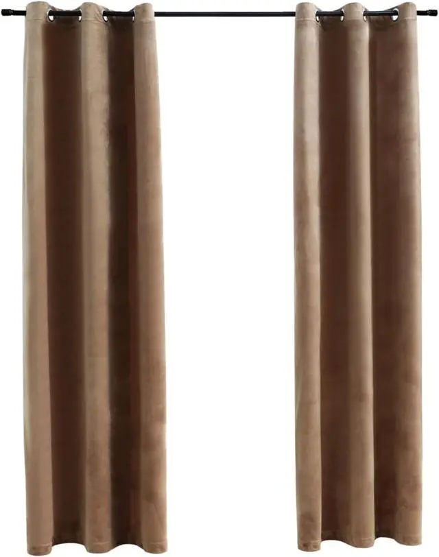 Alt view image 5 of 8 - vidaXL Curtains 2 Pcs Blackout Curtains Window Blinds with Rings Beige Velvet