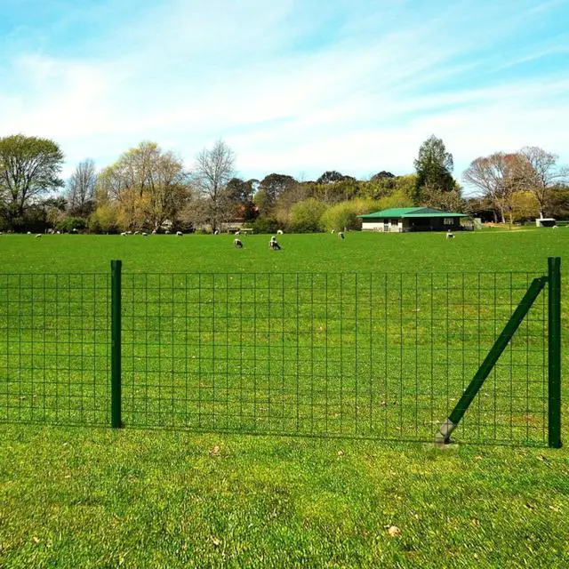 Main image of vidaXL Euro Fence Steel 82ft x 2.6ft Green