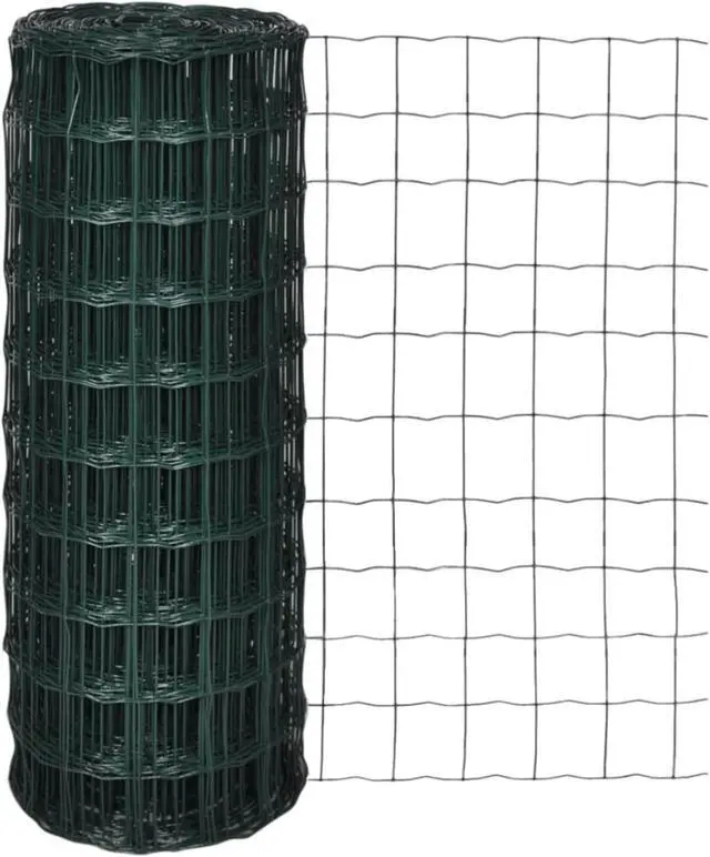 Alt view image 5 of 10 - vidaXL Euro Fence Steel 82ft x 3.3ft Green Garden Privacy Border Enclosure