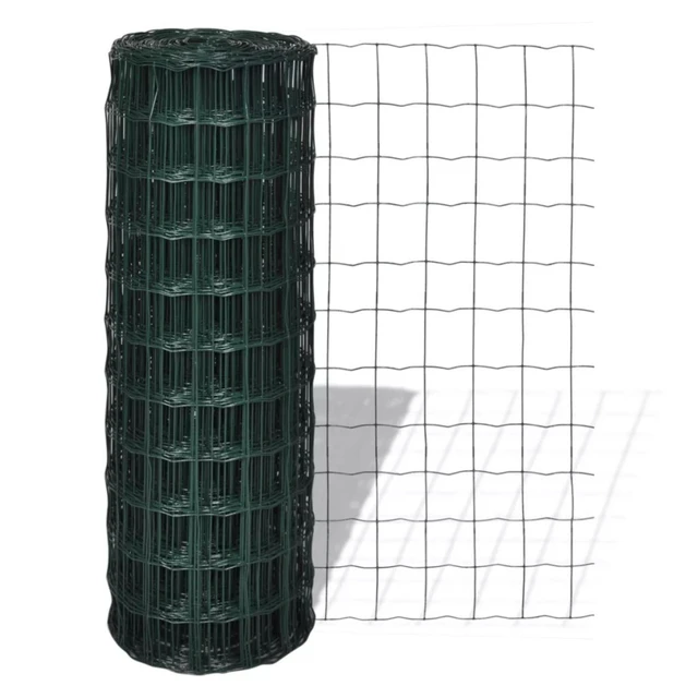Main image of vidaXL Euro Fence Steel 32.8ft x 3.9ft Green
