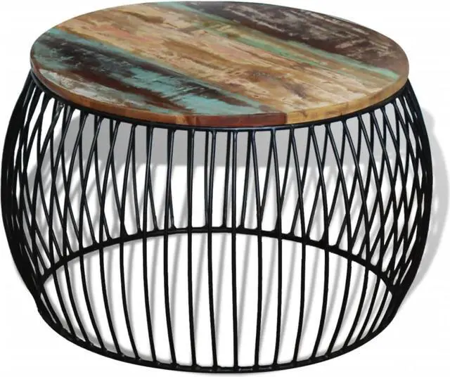 Alt view image 12 of 14 - vidaXL Coffee Table Vintage Round End Table Side Table Solid Wood Reclaimed