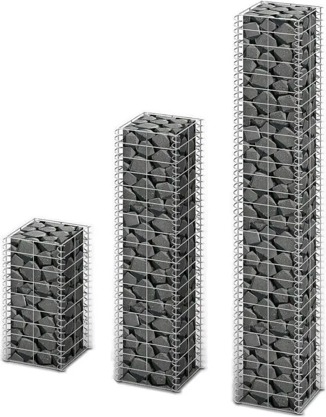 Alt view image 5 of 9 - vidaXL Gabion Basket Set Gabion Wall Cage Stone Wall 3 Piece Galvanized Wire