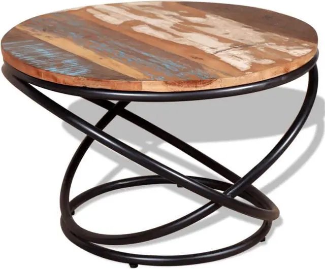 Alt view image 8 of 11 - vidaXL Coffee Table Round End Table Accent Sofa Table Solid Wood Reclaimed