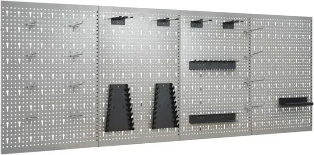 Alt view image 8 of 20 - vidaXL Peg Boards Tool Holder Metal Pegboard Wall for Workbench 4 Pcs Steel