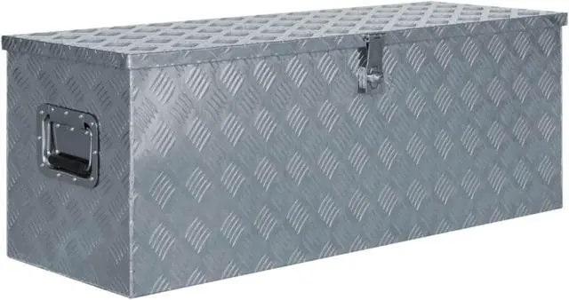 Alt view image 4 of 10 - vidaXL Aluminum Box 43.5"x15.2"x15.7" Silver Toolbox Trailer Box Organizer