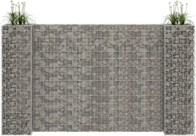 Alt view image 7 of 10 - vidaXL H-Shaped Gabion Planter Steel Wire 59.1" Flower Bed Basket Pot Garden