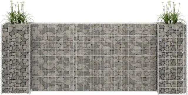 Alt view image 7 of 13 - vidaXL H-Shaped Gabion Planter Steel Wire 39.4" Flower Bed Basket Pot Garden