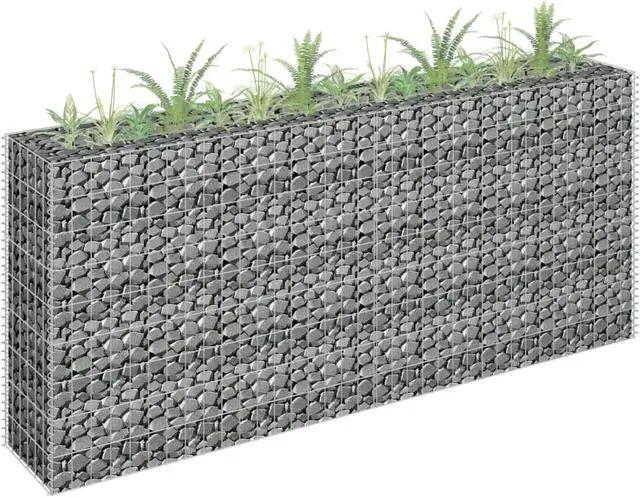 Alt view image 7 of 12 - vidaXL Gabion Raised Bed Galvanized Steel 70.9"x35.4" Planter Basket Pot Wall