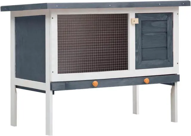 Main image of vidaXL Outdoor Rabbit Hutch 1 Layer Gray Wood