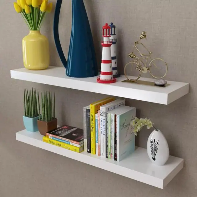 Alt view image 5 of 11 - vidaXL Wall Shelves Floating Shelves Wall Display Shelves 2 Pcs White MDF
