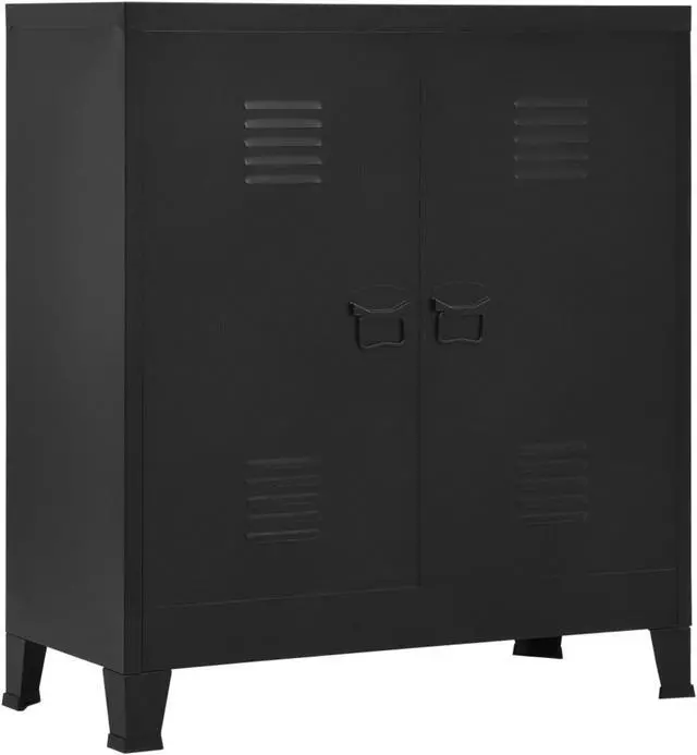 Alt view image 8 of 17 - vidaXL File Cabinet Sideboard Storage Chest Cabinet with Doors Black Steel