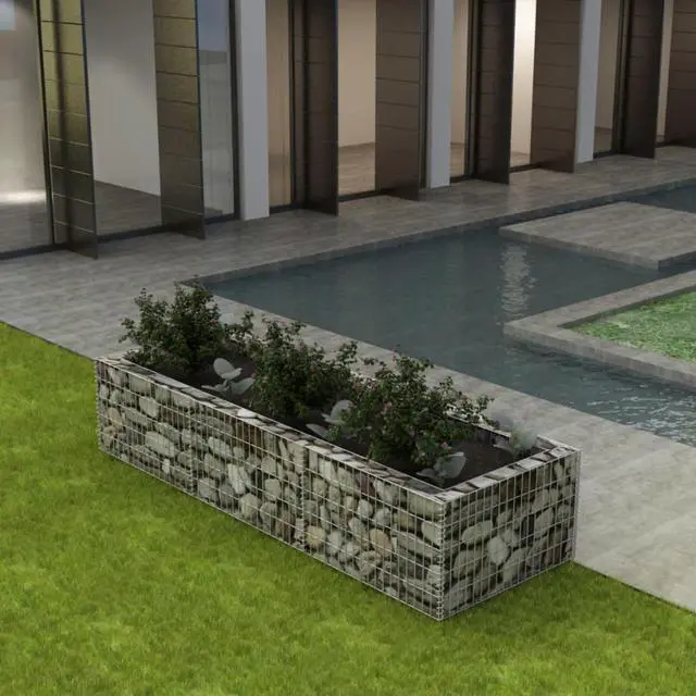 Alt view image 7 of 10 - vidaXL Gabion Raised Bed Steel 106.3"x35.4"x19.7" Silver Garden Outdoor Flower