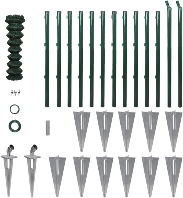 Main image of vidaXL Chain Link Fence with Posts Spike Steel 2.6ftx82ft