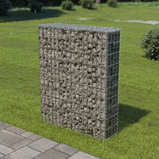 Alt view image 8 of 11 - vidaXL Gabion Wall with Covers Galvanized Steel 31.5"x7.87"x39.4" Garden Fence