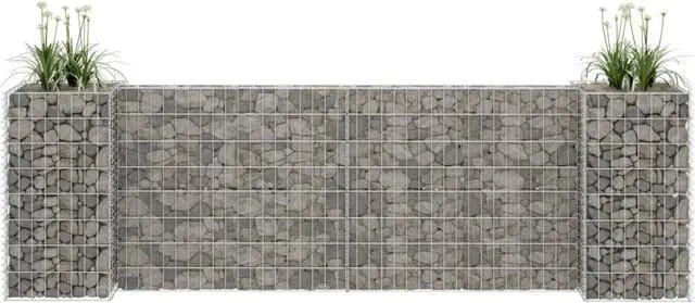 Alt view image 6 of 15 - vidaXL H-Shaped Gabion Planter Steel Wire 31.5" Flower Bed Basket Pot Garden