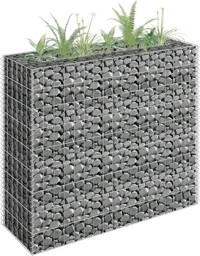 Alt view image 7 of 12 - vidaXL Gabion Raised Bed Galvanized Steel 35.4"x35.4" Planter Basket Pot Wall