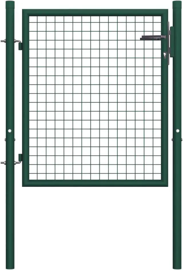 Alt view image 6 of 9 - vidaXL Fence Gate Steel 29.5" Green Outdoor Backyard Privacy Border Enclosure