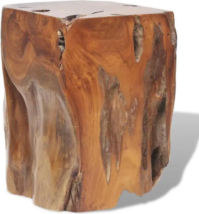 Alt view image 8 of 12 - vidaXL 11.8" Wide Solid Teak Wooden Log Stool Resin Chair Side Table Handmade