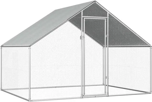 Main image of vidaXL Outdoor Chicken Cage 9'x6.6'x6'3" Galvanized Steel