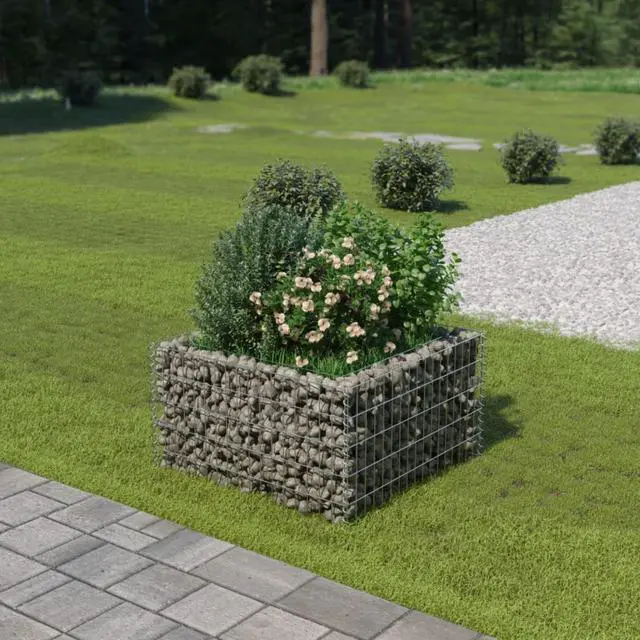 Alt view image 8 of 10 - vidaXL Gabion Raised Bed Galvanized Steel 35.4" Raised Garden Bed Flower Box