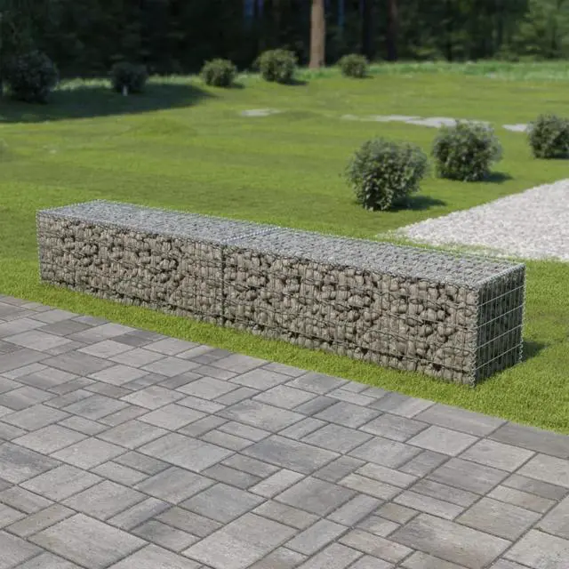 Alt view image 8 of 12 - vidaXL Gabion Wall with Covers Galvanized Steel 118"x19.7"x19.7" Garden Fence