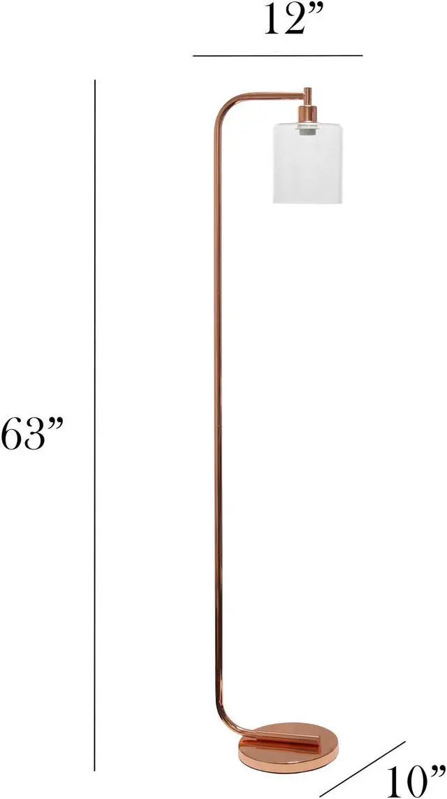 Alt view image 4 of 20 - Simple Designs Antique Style Industrial Iron Lantern Floor Lamp with Glass Shade, Rose Gold