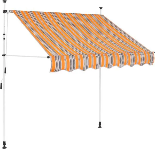Alt view image 7 of 14 - vidaXL Retractable Awning Patio Folding Arm Awning 59" Yellow and Blue Stripes