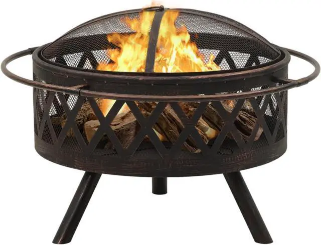 Alt view image 10 of 11 - vidaXL Fire Pit Outdoor Fireplace for Camping Firebowl with Poker XXL Steel